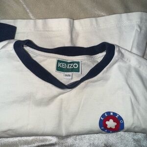 Kenzo Kids White Tee with Navy Trim